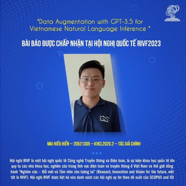 Mai Hieu Hien has a scientific paper published at the International Conference RIVF2023.