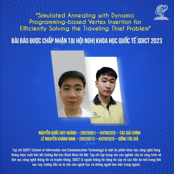 Congratulations to the two honored Computer Science students for having their scientific paper accepted at the SOICT 2023 conference.