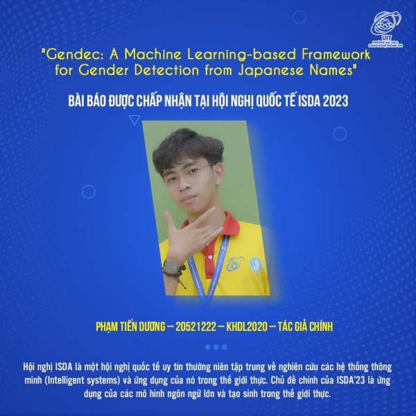 Congratulations to the UIT student group for their scientific paper published at the ISDA 2023 International Conference