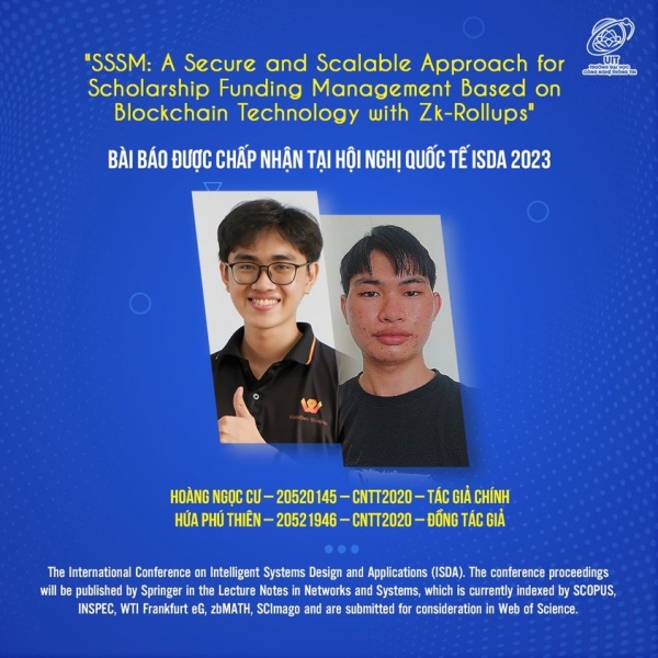 Congratulations to the UIT student group for their scientific paper published at the ISDA 2023 International Conference 