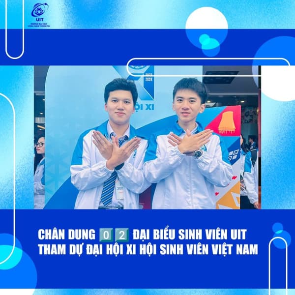  Portrait of 02 UIT student delegates attending the XI National Congress of the Vietnamese Students' Association