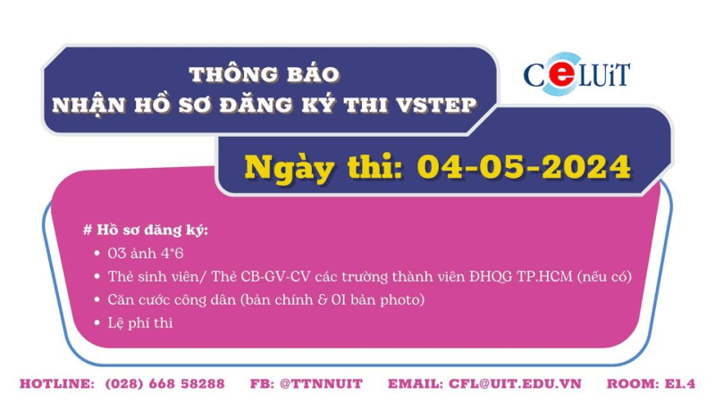 LC - Registration for VSTEP exam on May 4, 2024