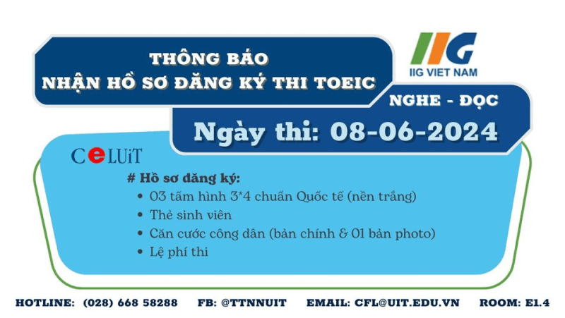 LC - Announcement of registration for TOEIC listening and reading test on June 8, 2024