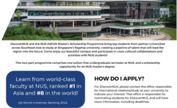 Introduction to the DiscoverNUS Scholarship Program and NUS ASEAN Master's Scholarship
