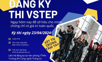 Registration for the VSTEP exam for levels 3, 4, and 5 on April 23, 2024