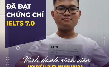 [UIT - You are the best] Honoring student Nguyen Duc Minh Khoa for outstanding achievement in obtaining IELTS certificate with a score of 7.0