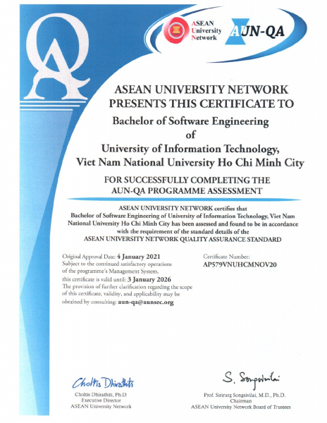 AUN-QA Certificate in Information Software Engineering