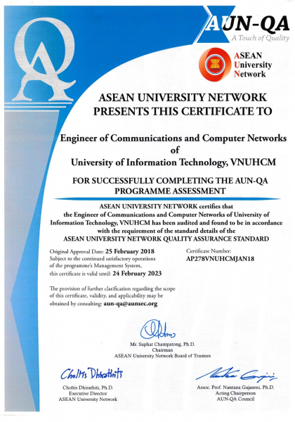 AUN-QA Certificate in Communications and Computer Networks program
