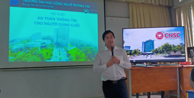 Dr. Pham Van Hau is training the workshop “Information security to end-users”